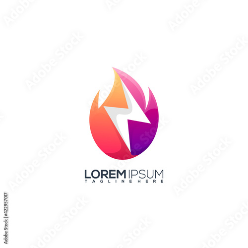 thunder fire Logo Illustration Vector Design © LOGTURNAL