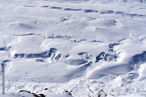 Snowfields at Zermatt, Switzerland, seen from Gornergrat railway station.