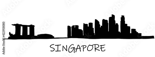 Singapore skyline freehand drawing sketch on white background.