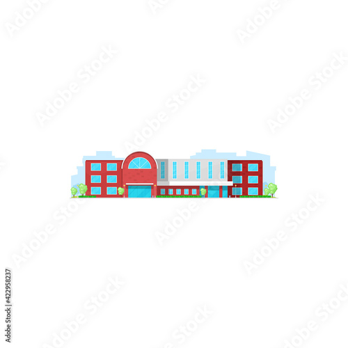School building, college or university, education academy campus house, vector architecture icon. Schoolhouse or preschool isolated flat hall, high, elementary or middle, and primary school building