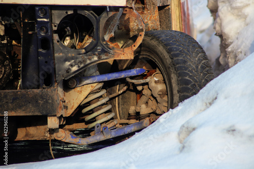 Detail of old broken rusty car