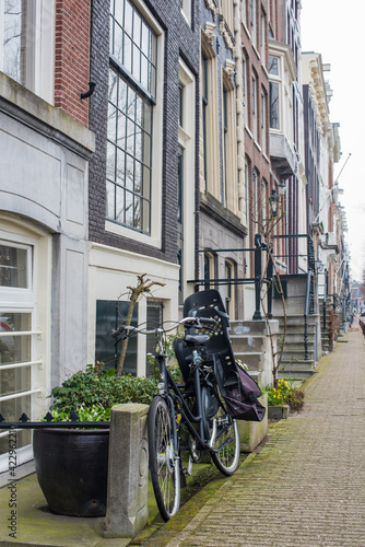 flowers and bicycle in Amsterdam city