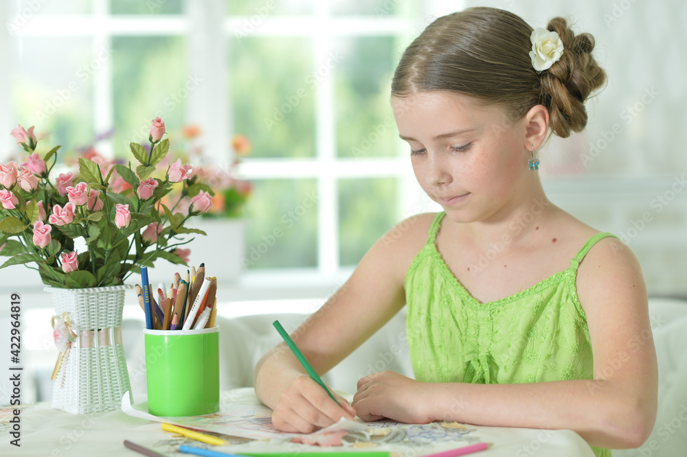 beautiful girl drawing picture at home beautiful girl drawing picture at home
