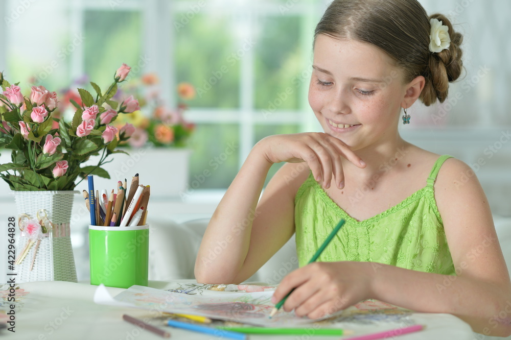 beautiful girl drawing picture at home beautiful girl drawing picture at home