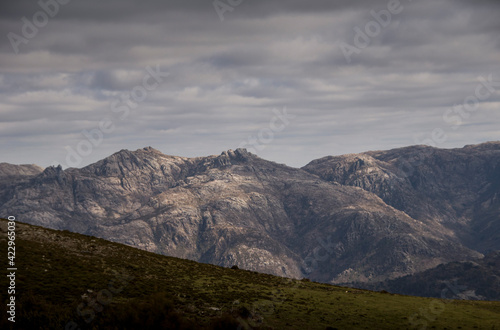 Mountain rocky landscape in a cloudy spring day