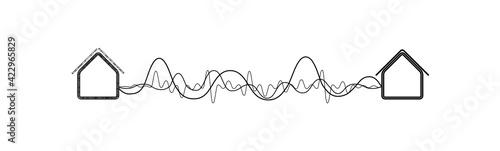 vector illustration of smart grid house data interface communication