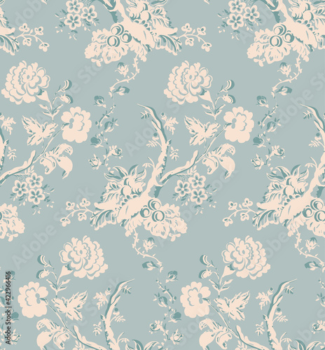 artistic floral paisley pattern vector seamless. Vintage oriental flowers motif print for chintz fabric or batik sarong. Arabesque design for blanket, wallpaper, rug, textile, clothing.
