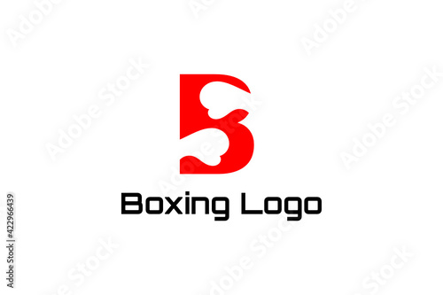 Logo for a boxing business, boxing gym, club, or championship with a simple illustration of boxing gloves in negative space and initials 