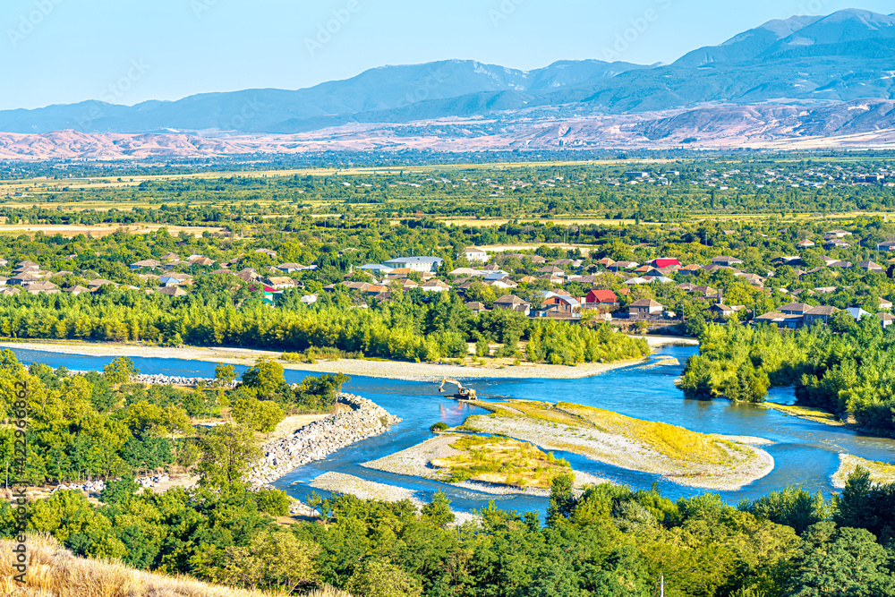 Fototapeta premium View of a winding river from a drone