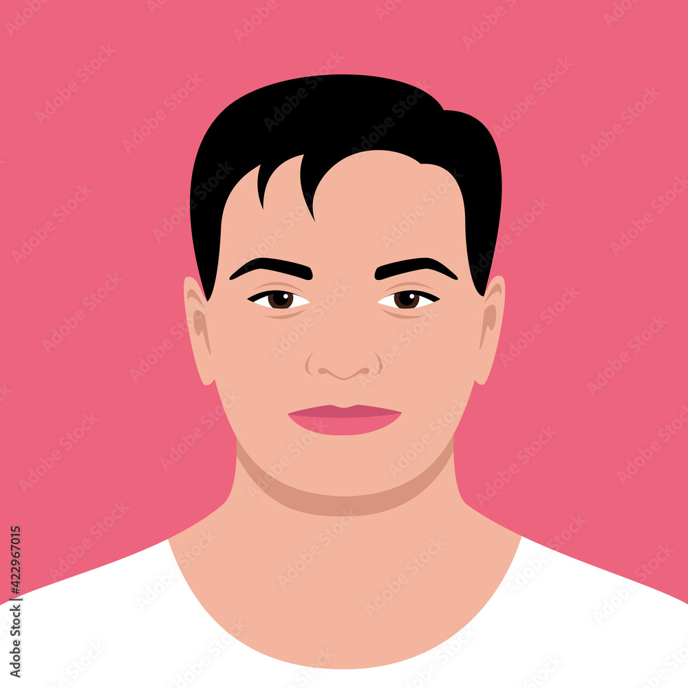 Young handsome man of Asian nationality. Vector flat illustration. Young handsome man of Asian nationality. Vector flat illustration.