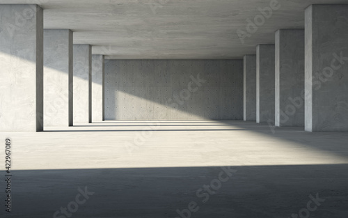Abstract empty, modern concrete interior. 3d rendering