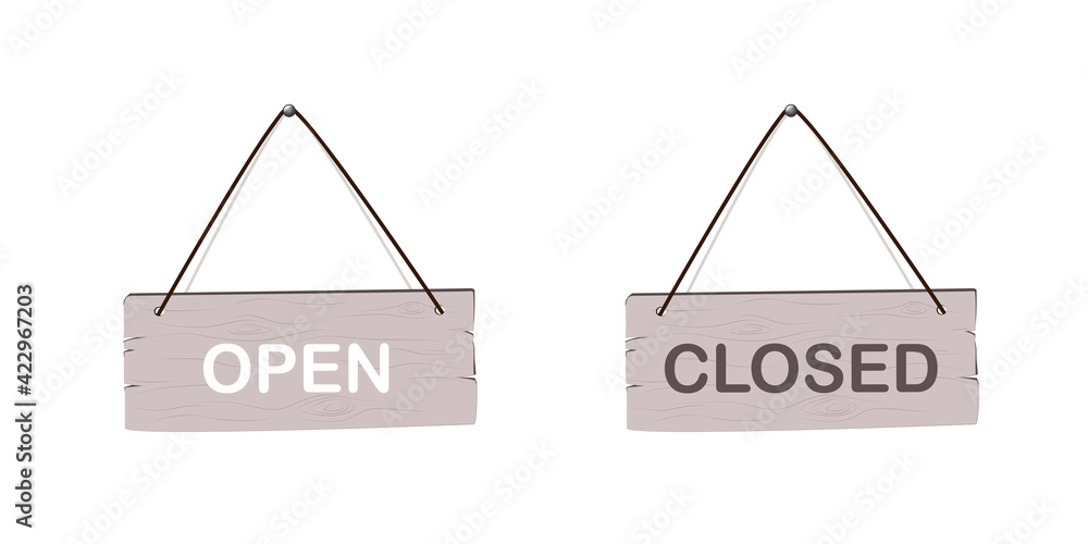 wooden sign with text open and closed wooden sign with text open and closed