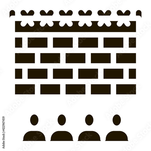 banned people behind fence icon Vector Glyph Illustration