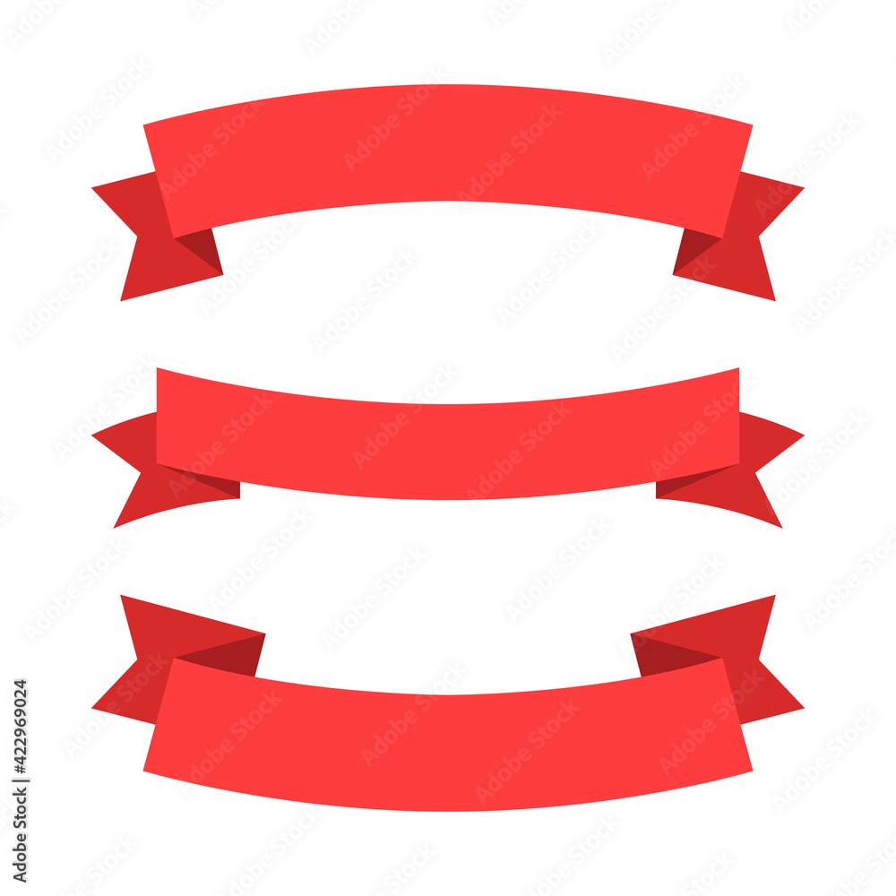 Red ribbon, vector illustration isolated on white background