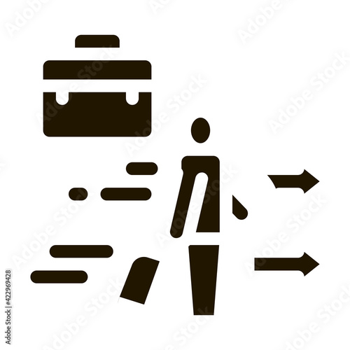 man with business suitcase icon Vector Glyph Illustration