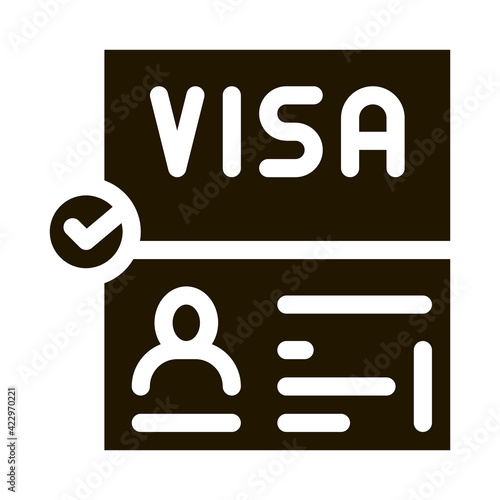 visa document confirmation icon Vector Glyph Illustration