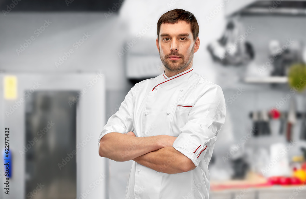 happy smiling male chef with crossed arms happy smiling male chef with crossed arms