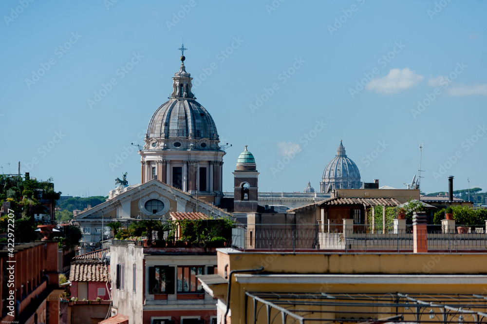 Blick von der spanischen Treppe über Roms Dächer
