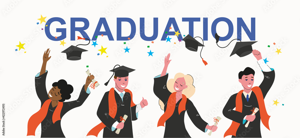 Graduation Received Young people received education, graduation. Graduates throw up their ...