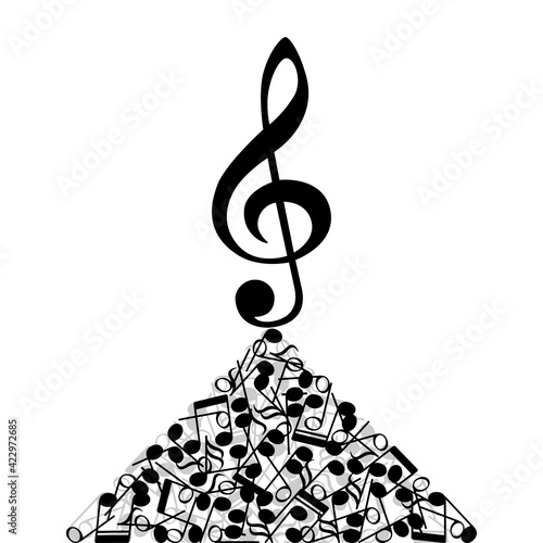 Clé de Sol et Notes de Musique en Vrac