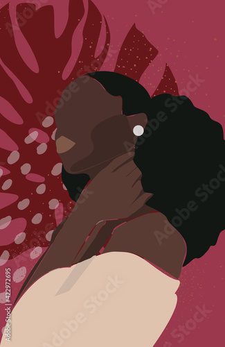 poster portrait of black woman on red background