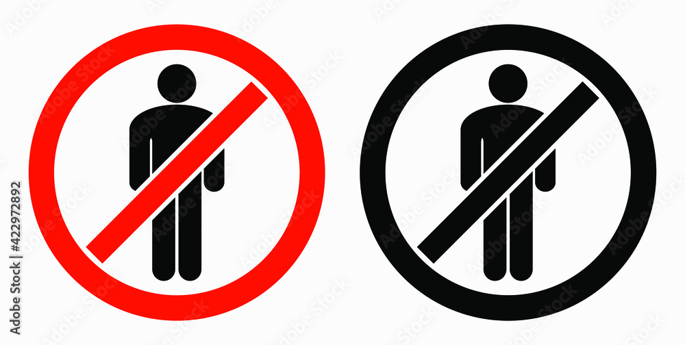 Ban on gathering people. Do not gather in groups. STOP rallies and meetings. Passage of people is prohibited. Vector icon. Ban on gathering people. Do not gather in groups. STOP rallies and meetings. Passage of people is prohibited. Vector icon.