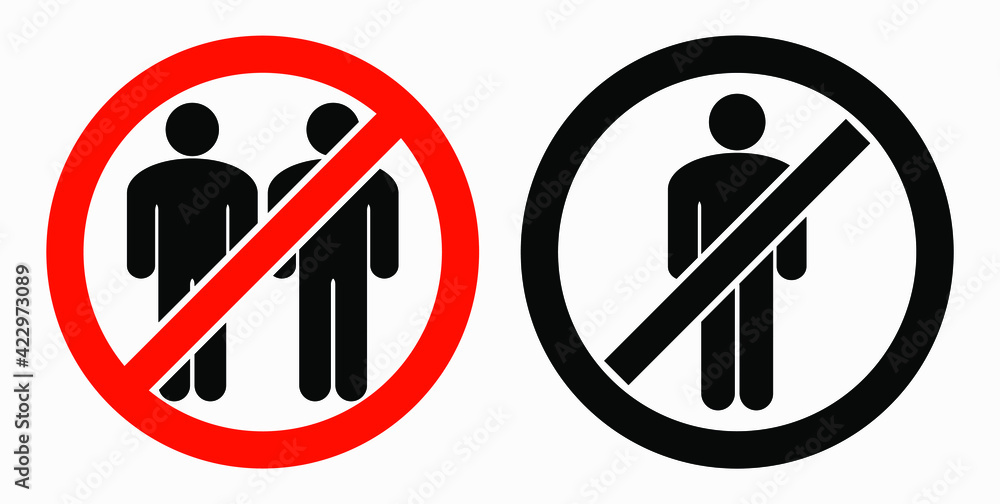 Ban on gathering people. Do not gather in groups. STOP rallies and meetings. Passage of people is prohibited. Vector icon. Ban on gathering people. Do not gather in groups. STOP rallies and meetings. Passage of people is prohibited. Vector icon.