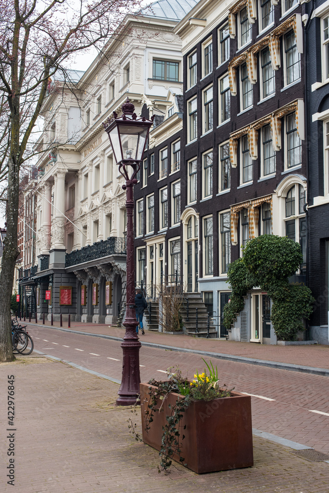 old houses of Amsterdam with flower pots