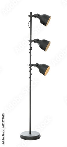 Modern floor lamp on white background. Idea for interior design © New Africa