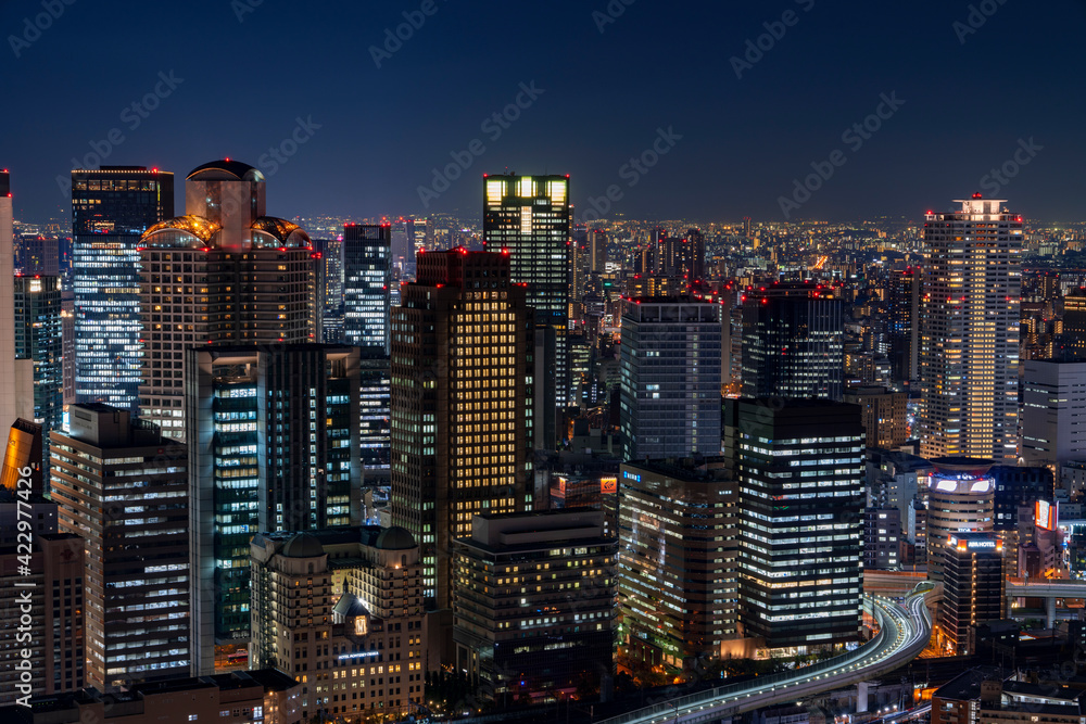 Obraz premium [大阪府]大阪中心部の夜景（梅田スカイビル）