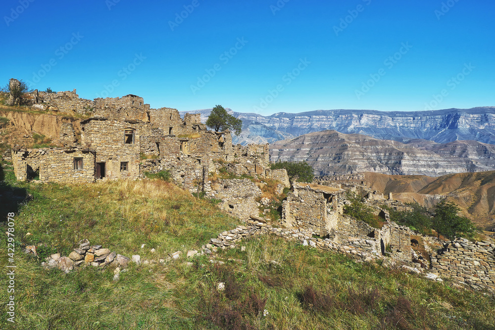 Abandoned mountain aul in Dagestan republic, Russia