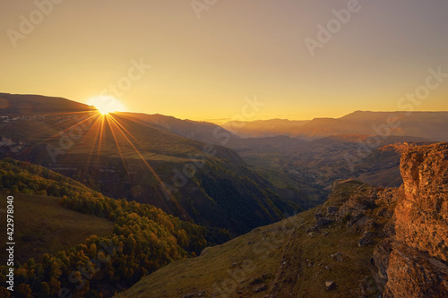 Beautiful sunset in Matlas region of Dagestan