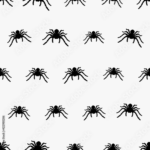 Tarantula Pattern. Vector Black Tarantula Pattern. Different Size.