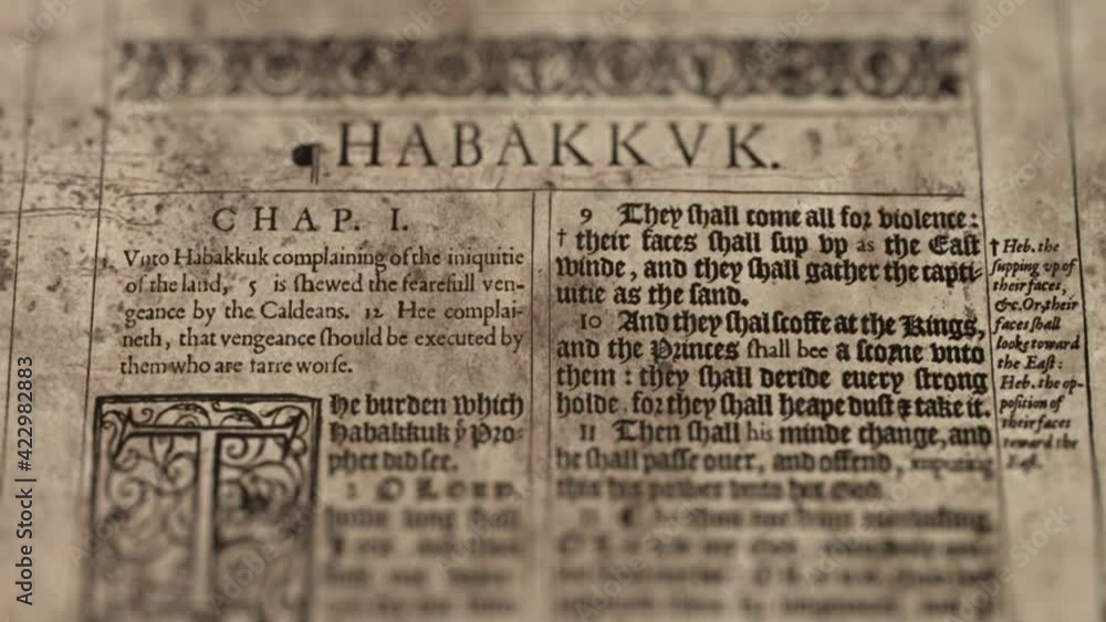 The Book of Habakkuk - Slider Shot, Old Paper Bible, King James Bible The Book of Habakkuk - Slider Shot, Old Paper Bible, King James Bible