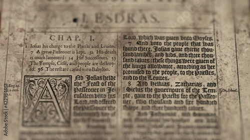 Apocrypha First Esdras - Slider Shot, Old Paper Bible, King James Bible