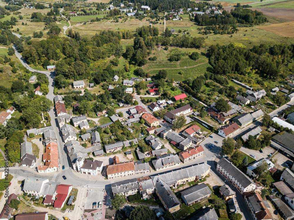 Aerial view of town Sabile, Latvia.