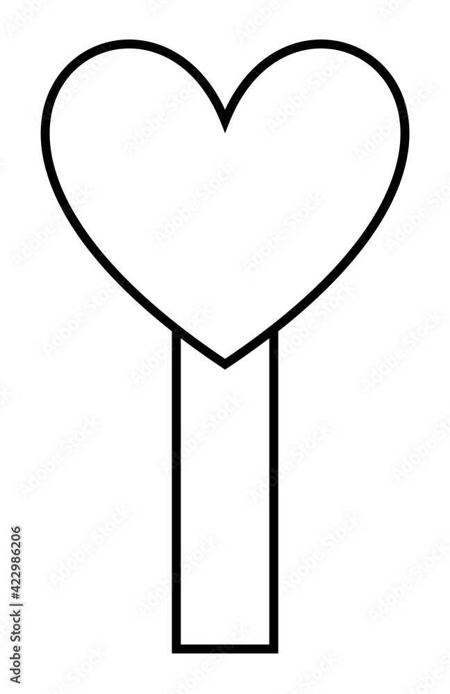 Icon of clip with heart shaped tip. Icon of clip with heart shaped tip.