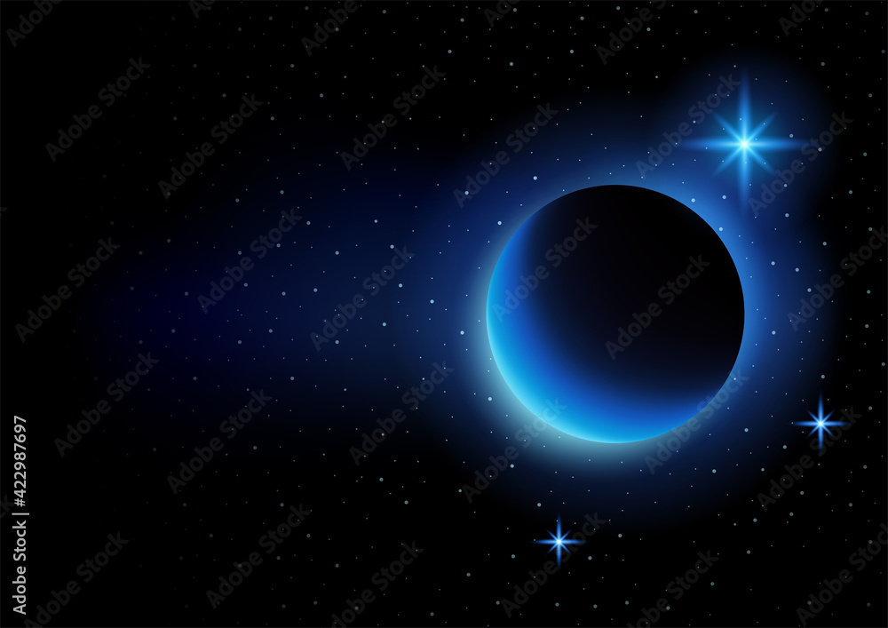 Fototapeta premium Crescent moon and stars on space