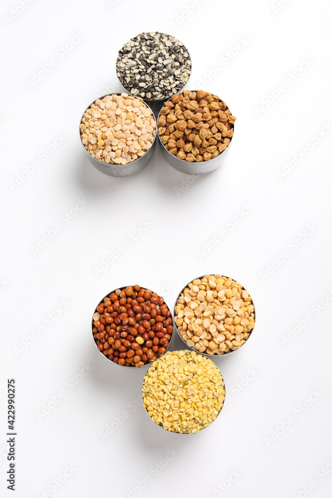 Indian Beans and Pulses in bowl on white background Indian Beans and Pulses in bowl on white background