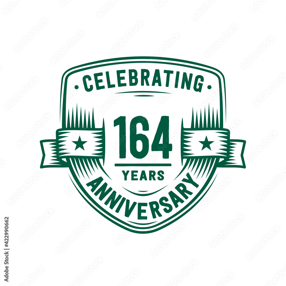 164 years anniversary celebration shield design template. 164th anniversary logo. Vector and illustration. 164 years anniversary celebration shield design template. 164th anniversary logo. Vector and illustration.