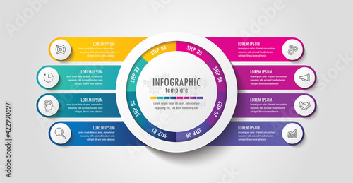 Presentation business infographic template colorful with 8 step