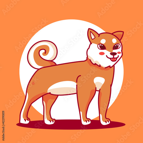 shiba inu dog cartoon. premium vector design