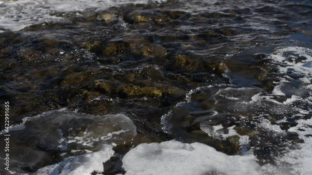 Fast stream of clear winter river water Fast stream of clear winter river water