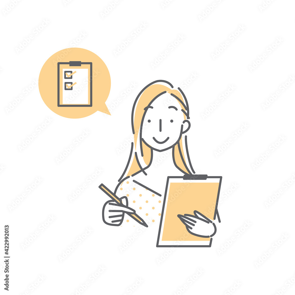 アンケートに答える女性のシンプルでおしゃれな線画イラスト Stock Illustration Adobe Stock アンケートに答える女性のシンプルでおしゃれな線画イラスト Stock Illustration Adobe Stock