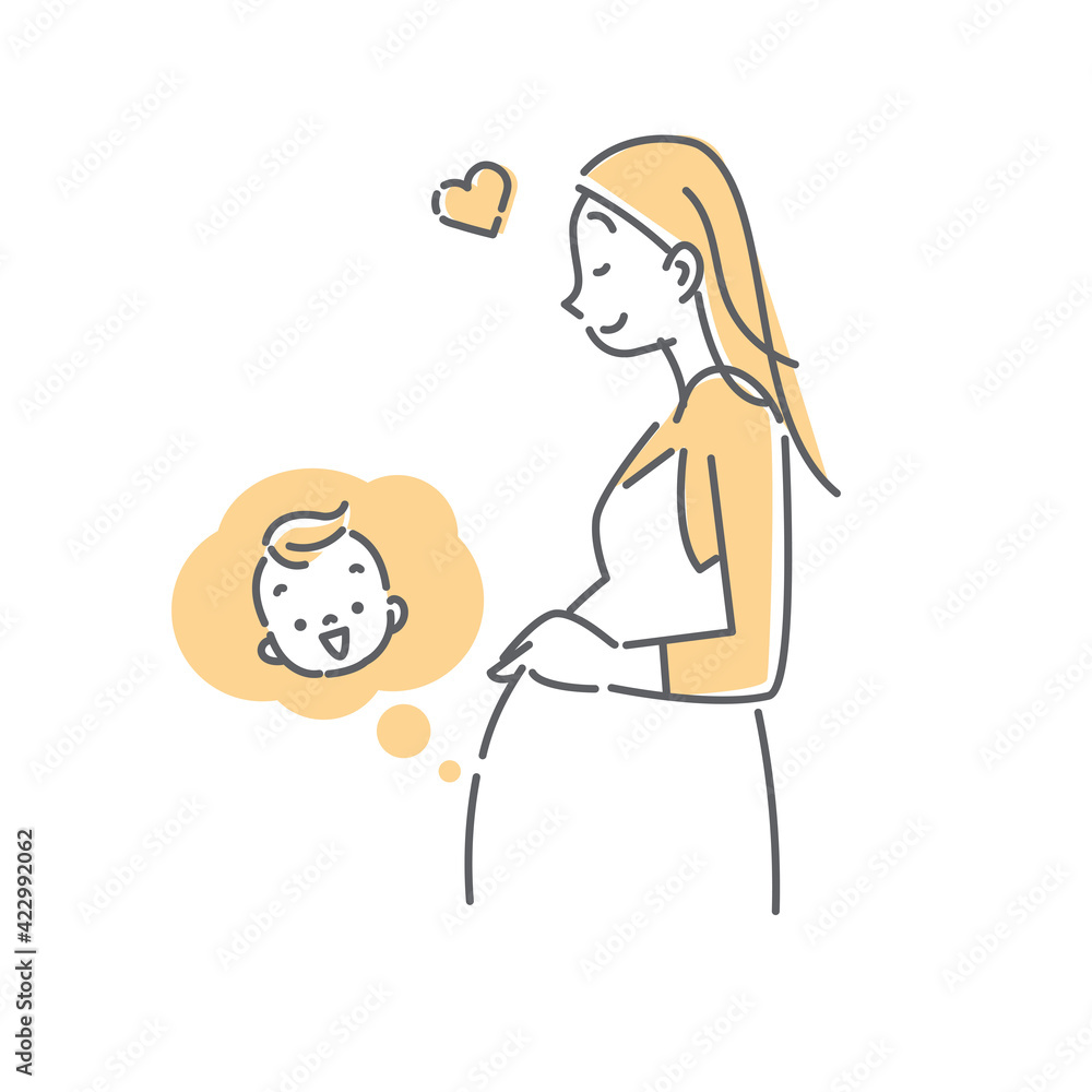 生まれてくる赤ちゃんに思いをはせる妊婦さんのシンプルでナチュラルな線画イラスト Stock Illustration Adobe Stock 生まれてくる赤ちゃんに思いをはせる妊婦さんのシンプルでナチュラルな線画イラスト Stock Illustration Adobe Stock