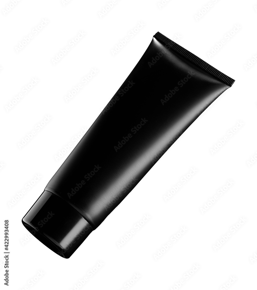 Black tube of cream. Isolated with clipping path on a white background. Black tube of cream. Isolated with clipping path on a white background.