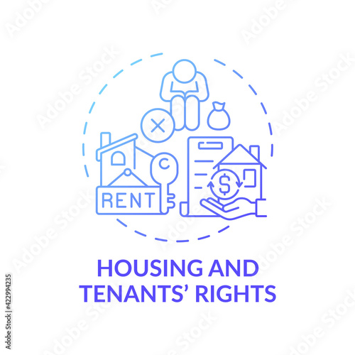 Housing and tenants rights concept icon. Legal services types. Series of laws prevent people of housing loosing idea thin line illustration. Vector isolated outline RGB color drawing
