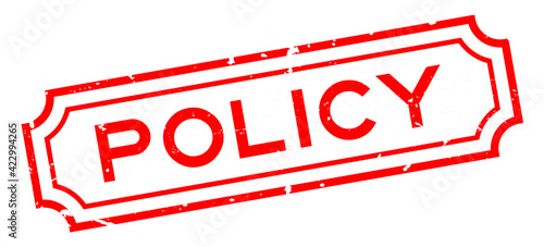 Grunge red policy word square rubber seal stamp on white background