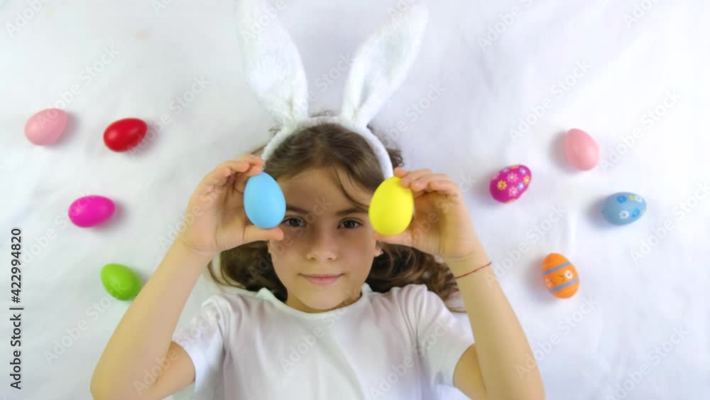 Child concept happy easter with eggs. Selective focus. Kid. Child concept happy easter with eggs. Selective focus. Kid.