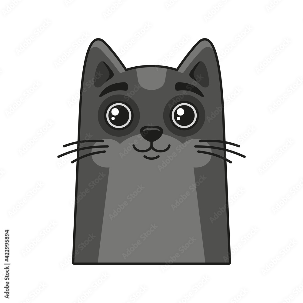Cute Cat Face Icon. Cartoon Style on White Background Vector Cute Cat Face Icon. Cartoon Style on White Background Vector